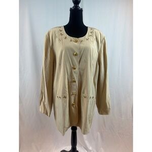Vintage Champagne Beige Blazer Gold Star Buttons Starry Celestial Jacket Size 20